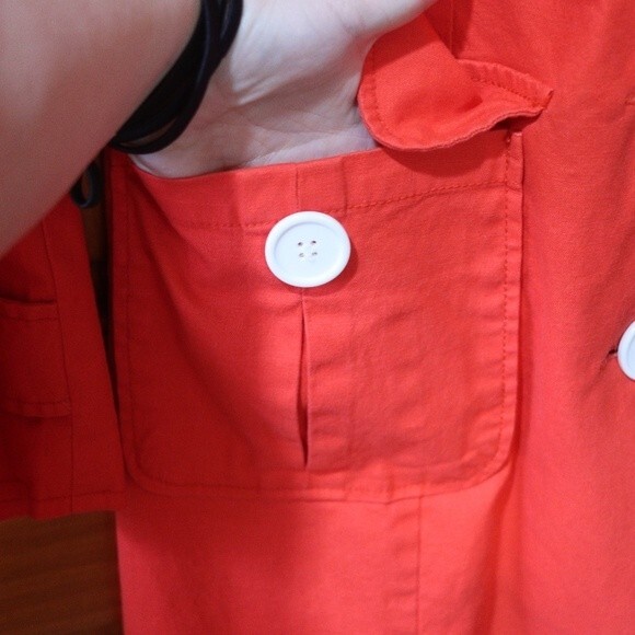 BB Dakota Orange White Button Double-Breasted Trench Coat Small - Picture 7 of 12